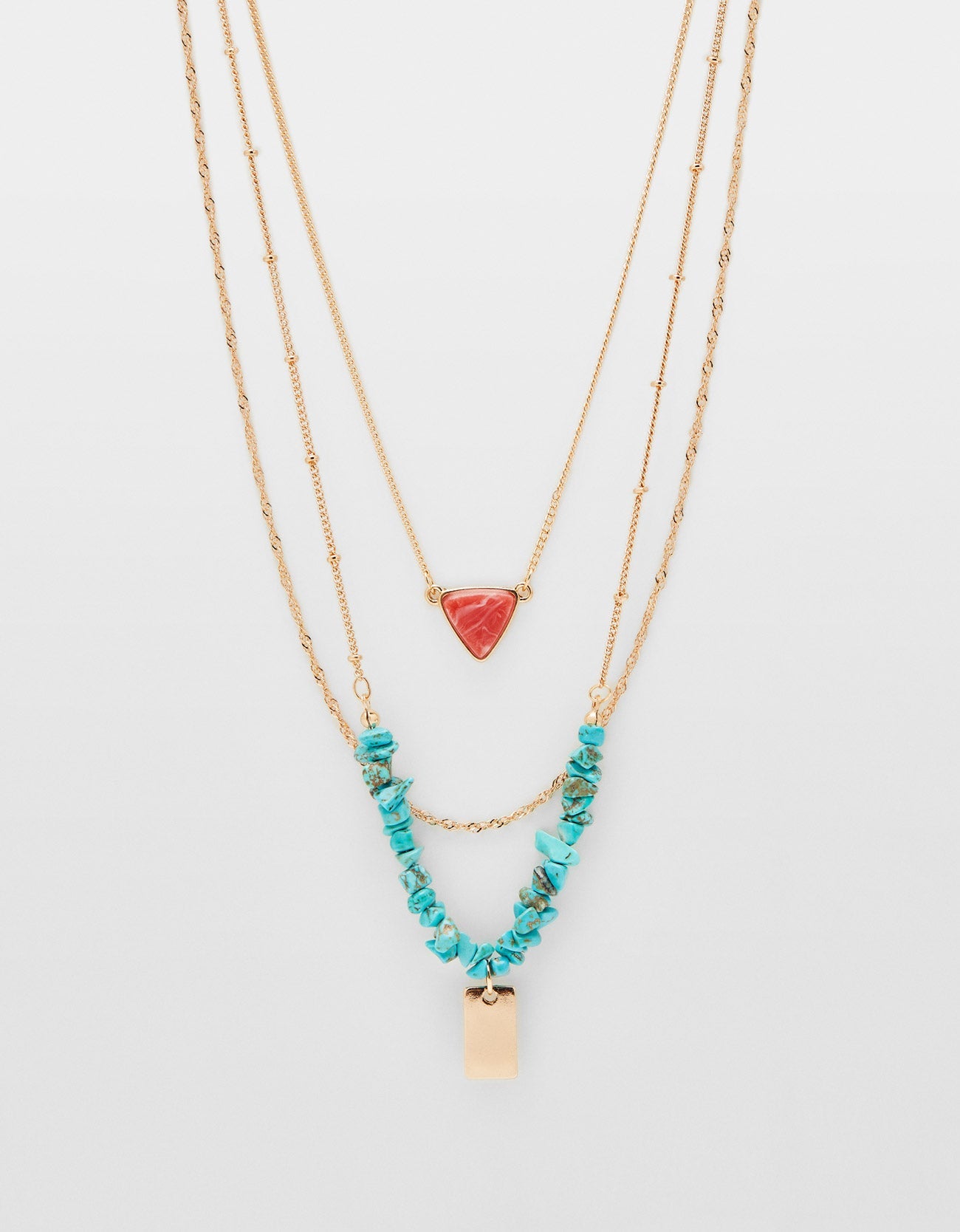 Set of necklaces with stone motifs