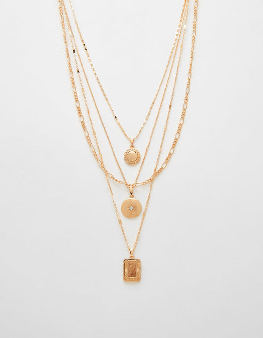 Multi-strand chain necklace with medallion