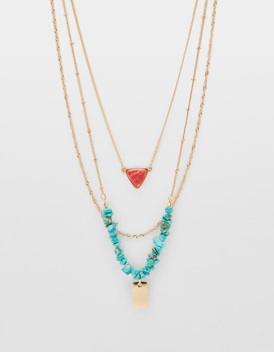 Set of necklaces with stone motifs