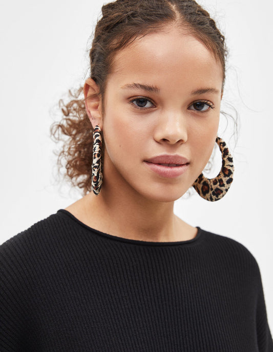 Maxi leopard hoop earrings